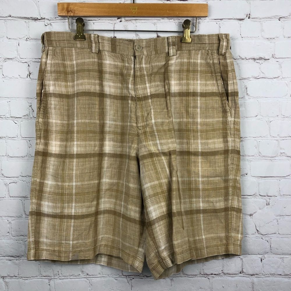 Tommy Bahama Brown Linen Beach Shorts Men's Sz 35